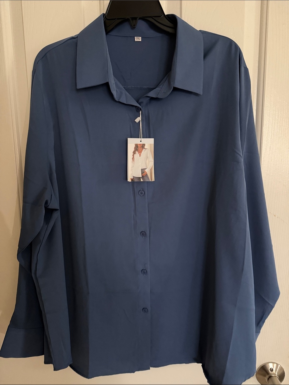 Women's Relaxed Button-Down Shirt in Denim Blue